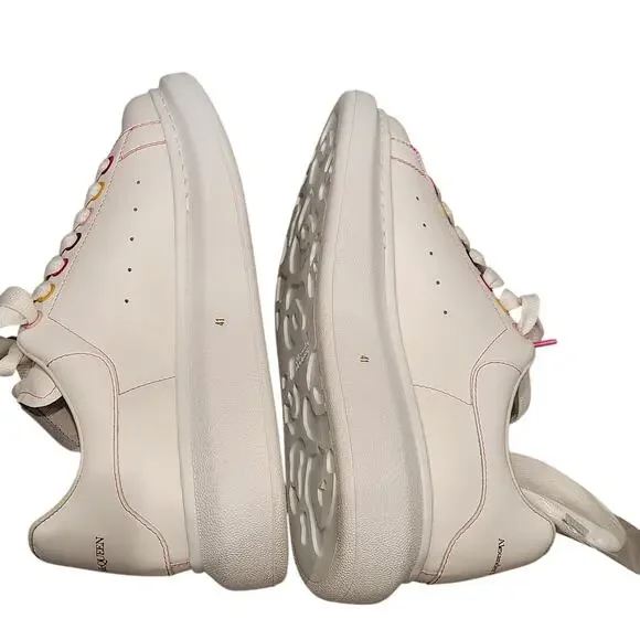 Alexander McQueen Oversized white leather rainbow sneakers size 11